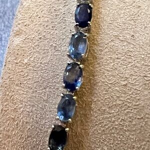 Authentic Natural mined, unheated blue sapphire tennis bracelet.
